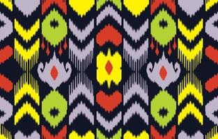 bella arte astratta etnica ikat. modello senza cuciture in ricamo tribale, popolare, arte colorata. stampa di ornamenti d'arte geometrica azteca. design per moquette, carta da parati, abbigliamento, avvolgimento, tessuto, copertina. vettore