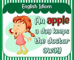 idioma inglese con una mela al giorno leva il medico di torno vettore