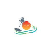 elemento dell&#39;icona di vettore di progettazione di logo di tramonto della spiaggia, concetto di logo di tramonto