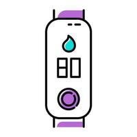 fitness tracker con icona a colori per il controllo dell'umidità. smartwatch con igrometro, opzione ambiente di monitoraggio. condizioni meteorologiche elettroniche, dispositivo di analisi dell'aria umida. illustrazione vettoriale isolata