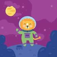 cartone animato leone astronauta vettore