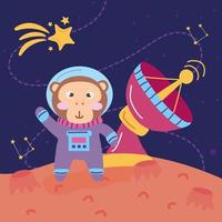 scimmia astronauta con antenna vettore