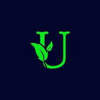 lettera u foglia natura, eco verde logo modello vettoriale isolato