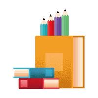 libri di testo scolastici e matite vettore