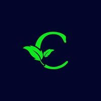 lettera c foglia natura, eco verde logo modello vettoriale isolato