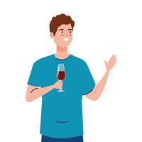 avatar uomo con disegno vettoriale tazza di vino
