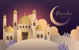 illustrazione della moschea ramadhan kareem vettore