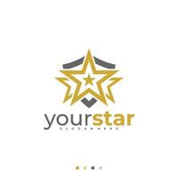 modello vettoriale del logo della stella dello scudo, concetti di design del logo della stella creativa