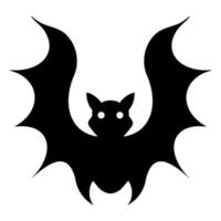 icona vettore pipistrello. illustrazione di vampiro isolato su bianco. sagoma di un predatore notturno con occhi rotondi. scarabocchio disegnato a mano. un animale con grandi ali vola. arredamento di halloween. monocromo.