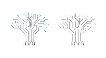 sagoma astratta dell'albero del circuito. elemento di design tecnologico. illustrazione di riserva. vettore