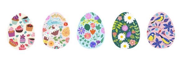 Buona Pasqua. un set di uova di Pasqua colorate. vettore