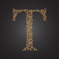 Floreale d&#39;oro ornamentale lettera T vettore