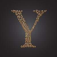 Floral Ornamental Golden Letter Y vettore