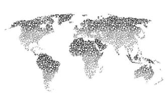 schizzo della mappa del mondo di doodle. schizzo del pianeta terra vettore