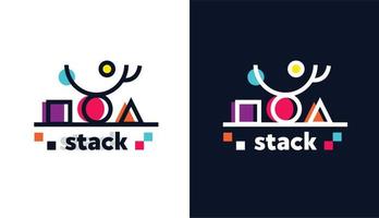 stack geometris logo astratto vettore