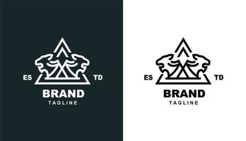 semplice logo moderno monoline leone. triangolo con ispirazione per il design del logo vettore