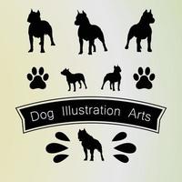 grafica della siluetta del cane, arti vintage dei cani vettore