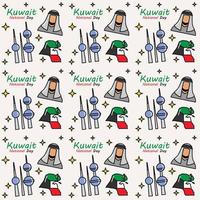 kuwait giornata nazionale doodle disegno vettoriale senza giunture