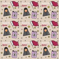 viaggio in qatar doodle seamless pattern vector design.