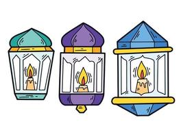 illustrazione di doodle di colore islamico della lampada araba vettore