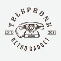 logo vintage telefono vecchio stile vettore