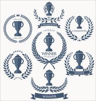 Collezione di badge e contrassegni di trofei e premi vettore