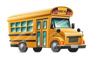 auto scuolabus gialla in stile cartone animato vettoriale, isolata su sfondo bianco. vettore