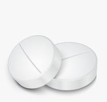 Pillola bianca su sfondo grigio
