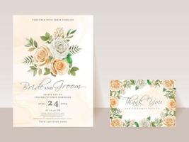 elegante modello di carta di invito a nozze disegnato a mano floreale vettore