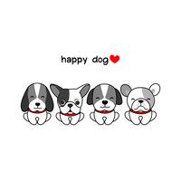 I cani felici vector l&#39;illustrazione isolata su bianco.