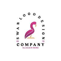 ispirazione per il design del logo del cigno. oche che mangiano pesce. stile piatto e minimalista vettore