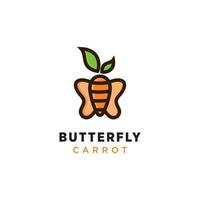 ispirazione per il design del logo della farfalla della carota arancione. con uno stile logo piatto e minimalista vettore