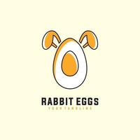 illustrazione disegno del logo astratto dell'uovo di coniglio carino ed elegante in stile piatto e minimalista vettore
