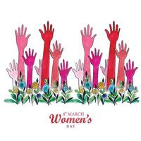 belle mani delle donne che mostrano nel design della carta del giorno delle donne felici vettore