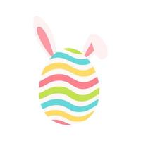 un coniglietto spunta da un uovo di Pasqua colorato. carta decorativa dei cartoni animati per bambini vettore