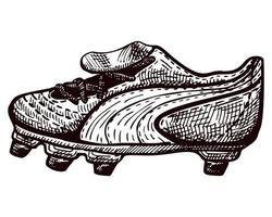 schizzo di scarpe da calcio isolato. uniforme elemento vintage per giocatore di football in stile disegnato a mano. vettore