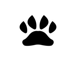 Logo e simboli dell&#39;animale domestico dell&#39;animale domestico del cane della stampa del piede vettore