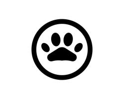 Logo e simboli dell&#39;animale domestico dell&#39;animale domestico del cane della stampa del piede vettore