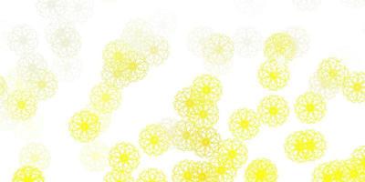 modello di doodle di vettore giallo chiaro con fiori.