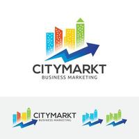 design del logo della città e della freccia vettore