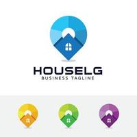 design del logo del localizzatore di casa vettore