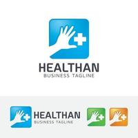 design del logo del concetto di vettore della mano di salute
