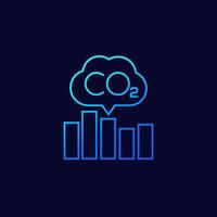 co2, icona della linea dei livelli di emissioni di carbonio vettore