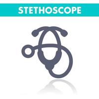 icona dello stetoscopio, terapista, segno del medico su bianco vettore