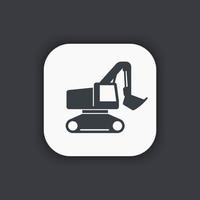 icona dell'escavatore, macchina da costruzione vettore