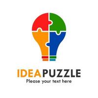 illustrazione del modello di progettazione del logo del puzzle di idea. adatto per intelligenza, istruzione, fabbrica, lavoro di squadra, tecnologia ecc vettore