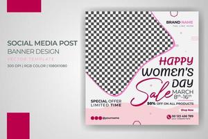 download gratuito del modello di progettazione di banner post vendita sui social media per la festa della donna vettore