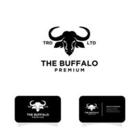 illustrazione di design del logo della testa di bufalo nero vettore