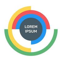 una moderna infografica che mostra un grafico a torta multi in un'icona piatta vettore