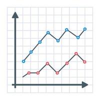 un'icona piatta del grafico a linee vettore